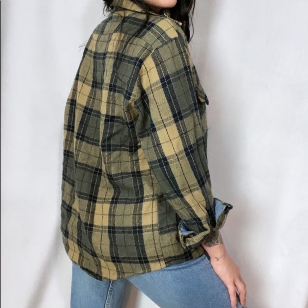 1970s BROWN BLACK WATCH PLAID SEARS FLANNEL TOP - Picture 3 of 6